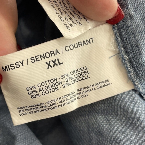 Womens Size XXL Gloria Vanderbilt Cotton & Lyocell Chambray Button Down Shirt‎ - Picture 5 of 15